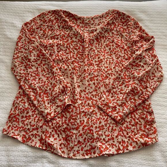 XL Talbots Multicolored Animal Print Long-Sleeve Blouse - Picture 2 of 7